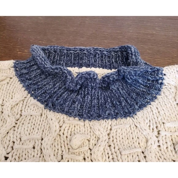 Vtg 90s Era Cable Knit Chenille Crewneck PomPom Sweater Women's S/M Collectible - Picture 11 of 15